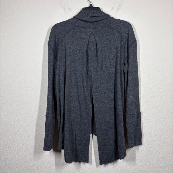 We The Free People Large Sweater Gray Cotton Blend Split Back Turtleneck - Picture 3 of 10
